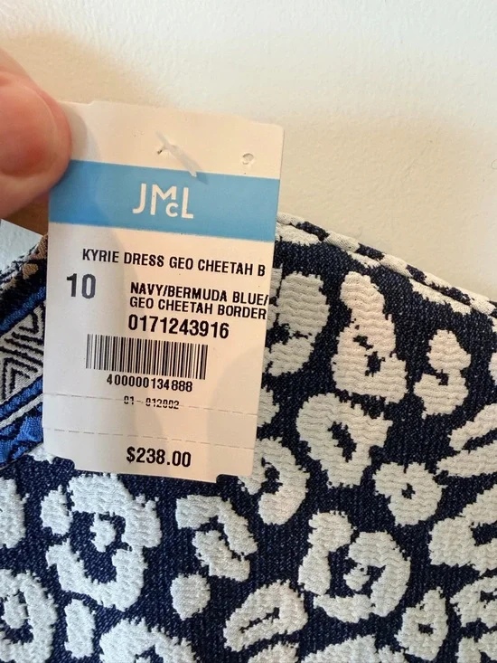 J McLaughlin Classic Navy and White Floral Sheath Dress geo cheetah size 10 NEW - Picture 4 of 9